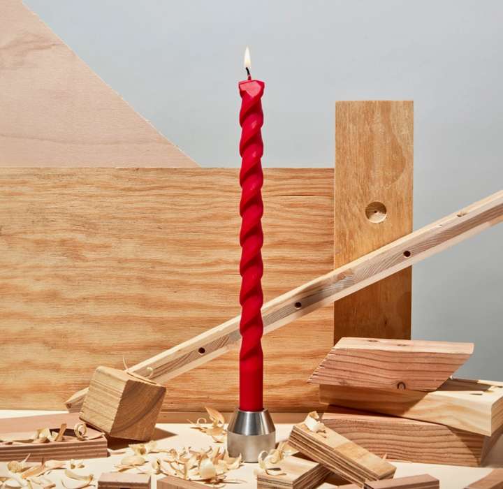 Spiral "Drill Bit" Taper Candle - In Three Colors