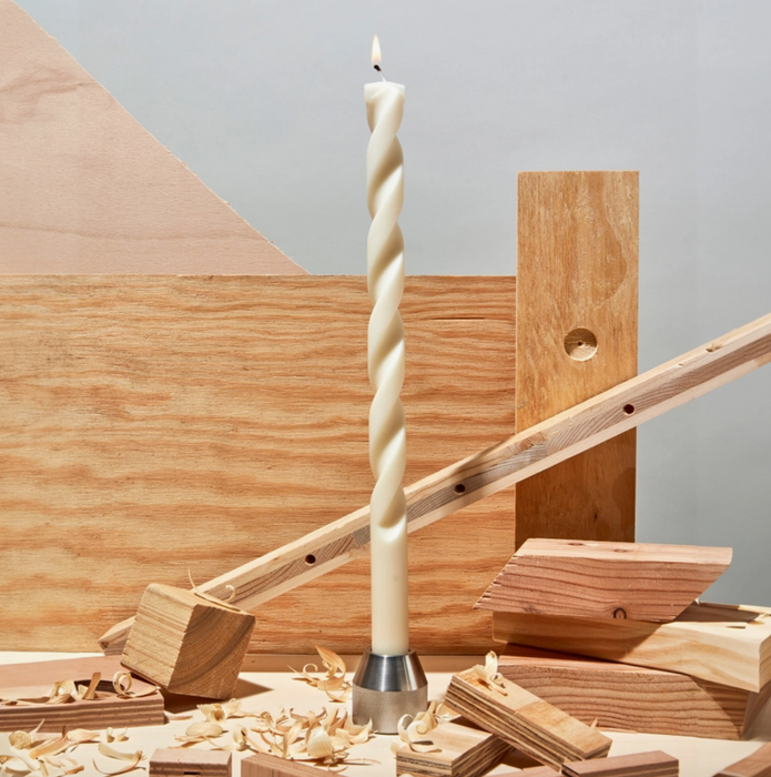 Spiral "Drill Bit" Taper Candle - In Three Colors