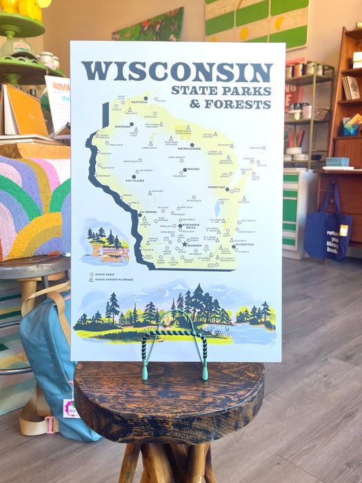Wisconsin State Parks Checklist Map Poster