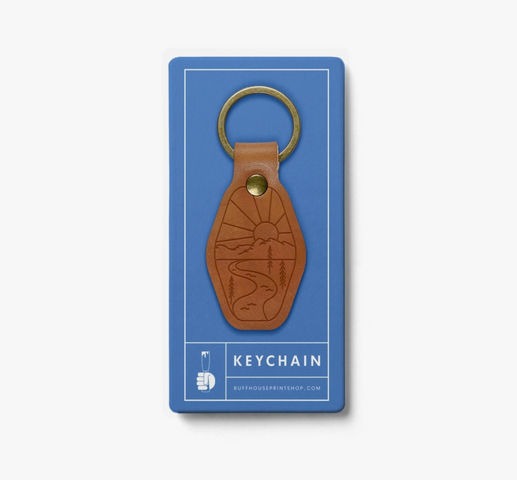 Mountain Adventure Leather Keychain
