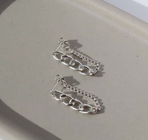 Chunky Chain Stud Earrings in Sterling Silver or 14k Gold Fill