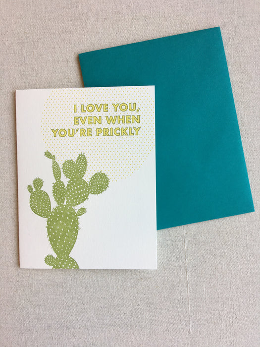 Love You Prickly Pear Letterpress Card