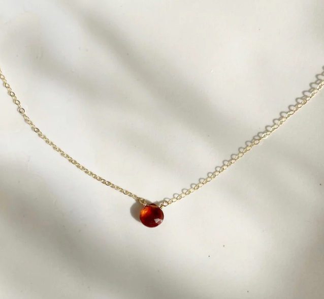 Hessonite Necklace 14k Gold Fill