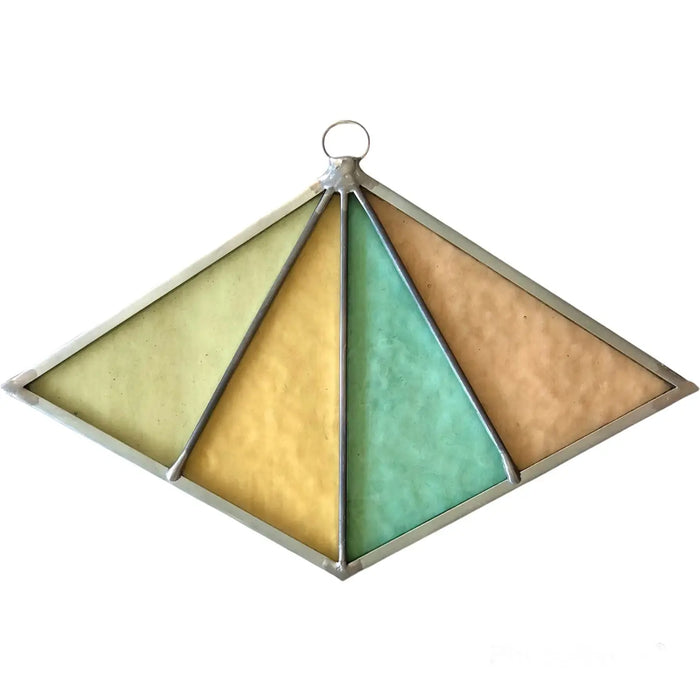 Stained Glass Diamond Suncatcher - Sage/Yellow/Mint/Blush